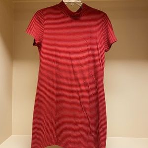 Red and Black Stripped T-Shirt Dress